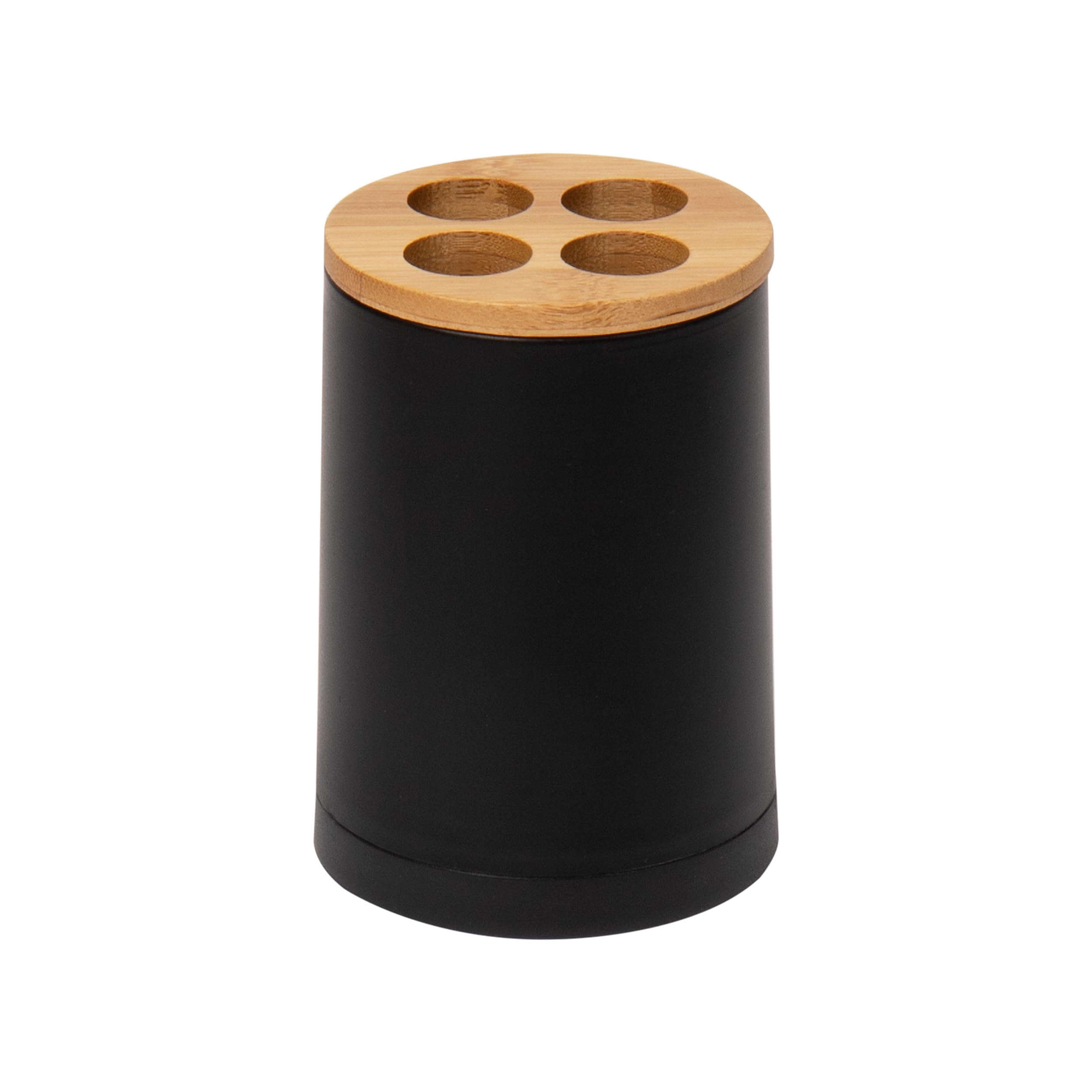 Maison Sucasa Toothbrush Holder for Bathroom, Countertop, Bathroom Accessory, Plastic and Rayon from Bamboo, Black