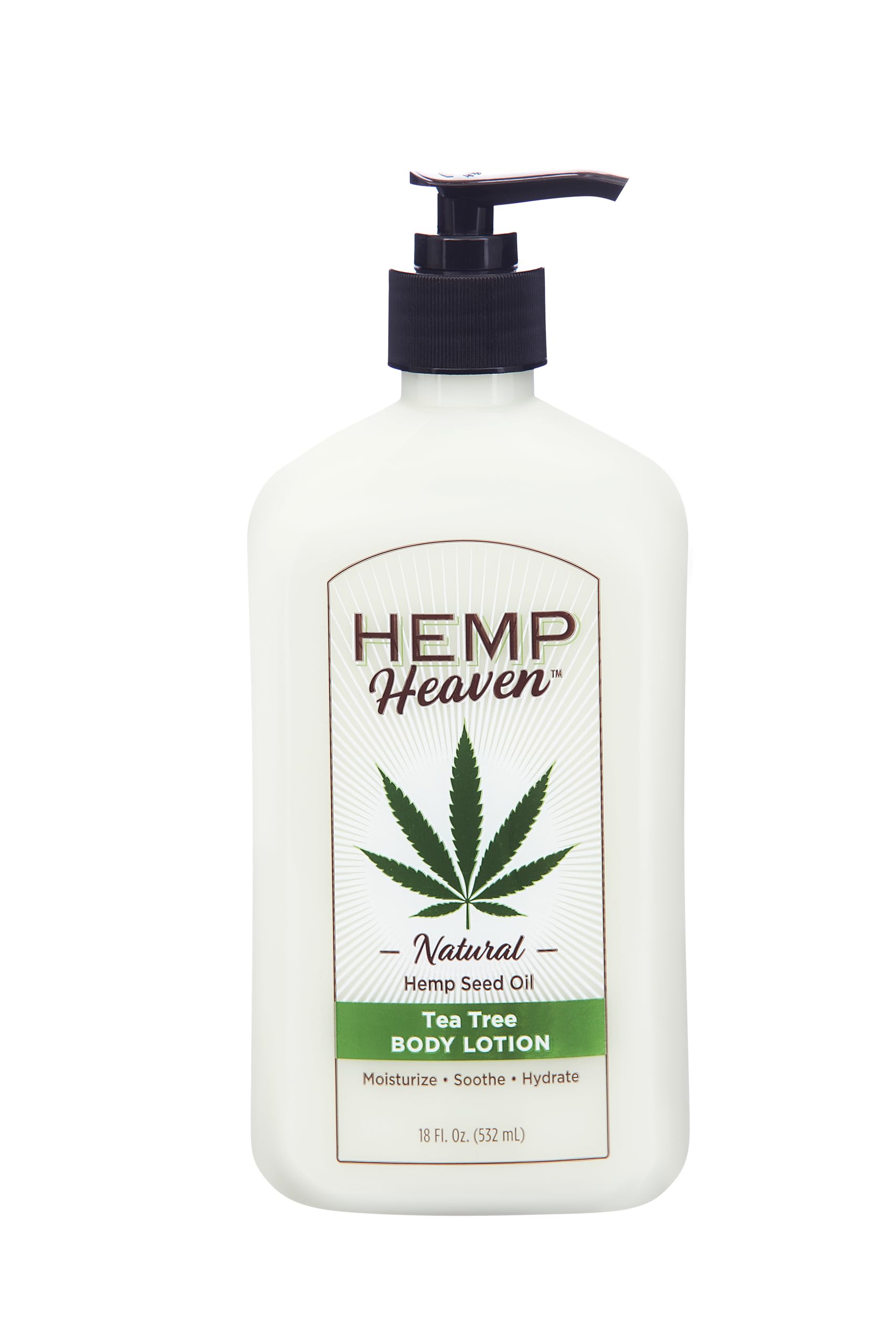 Hemp Heaven Moisturizing Body Lotion, Tea Tree Scent made with Natural Hemp Seed Oil For Men & Women - 18 oz - Made in USA