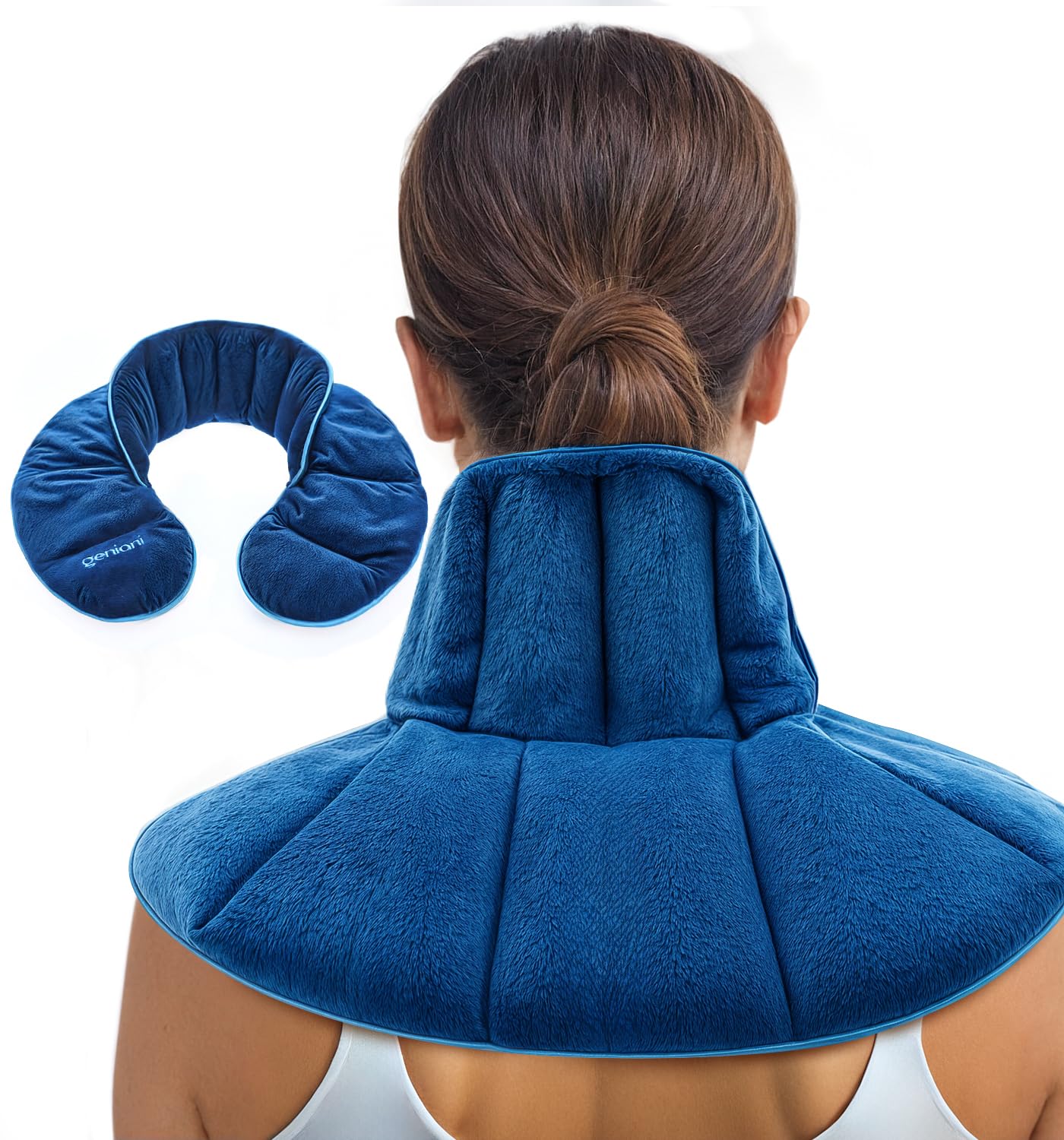 GENIANI Microwavable Heating Pad for Neck and Shoulders with Herbal Aromatherapy - Calming Weighted Cordless Neck Wrap - Heat Pad for Pain Relief - Microwave Heating Pad, Gifts for her (Space Blue)
